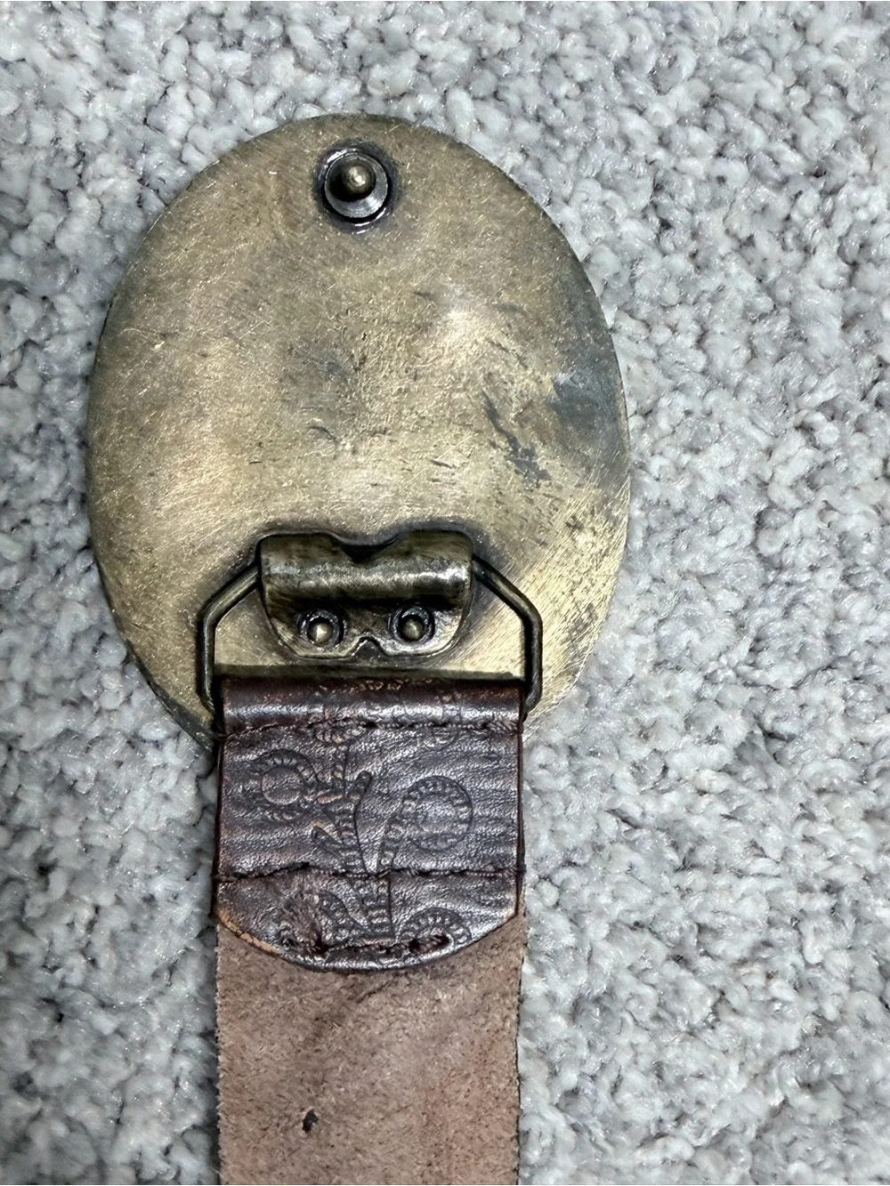 Vintage Fossil Brown Embroidered Leather Belt Boho Floral